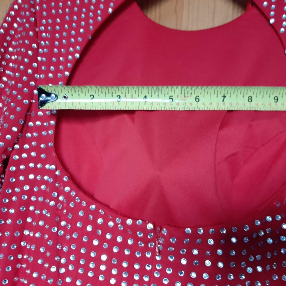 Full length solid Red with Rhinestones Gown - Picture 14 of 16